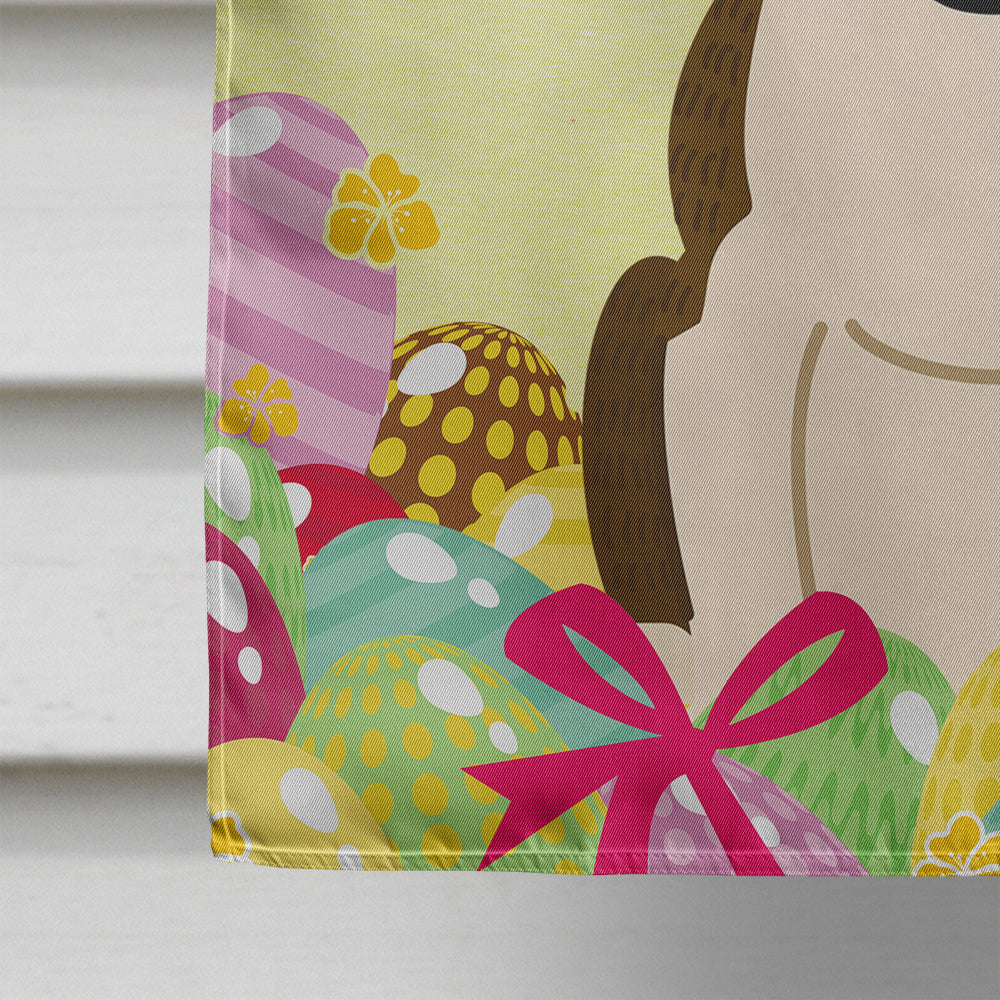 Easter Eggs Bull Terrier Dark Brindle House Flag 28x40 Porch Sleeve Pole Decorative Outside Yard Banner Artwork Wall Hanging, Polyester