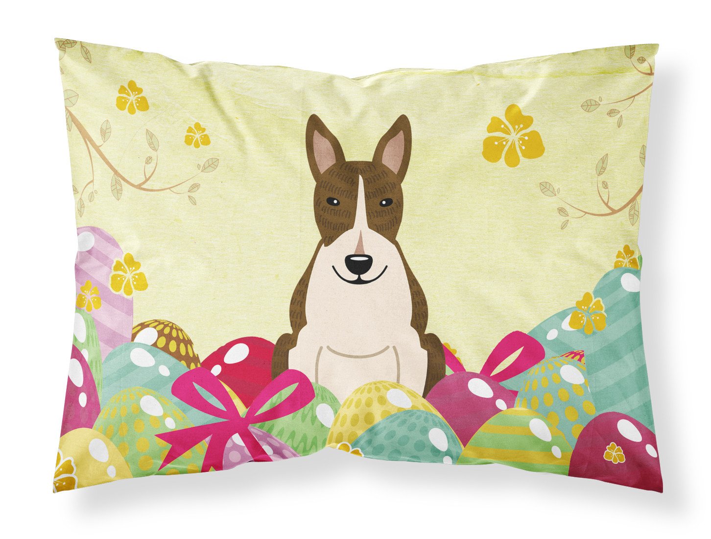 Easter Eggs Bull Terrier Dark Brindle Standard Pillowcase Lightweight Super Soft Easy Care Decorative Artwork Pillowcase, Standard
