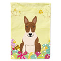 Easter Eggs Bull Terrier Brindle House Flag 28x40 Porch Sleeve Pole Decorative Outside Yard Banner Artwork Wall Hanging, Polyester