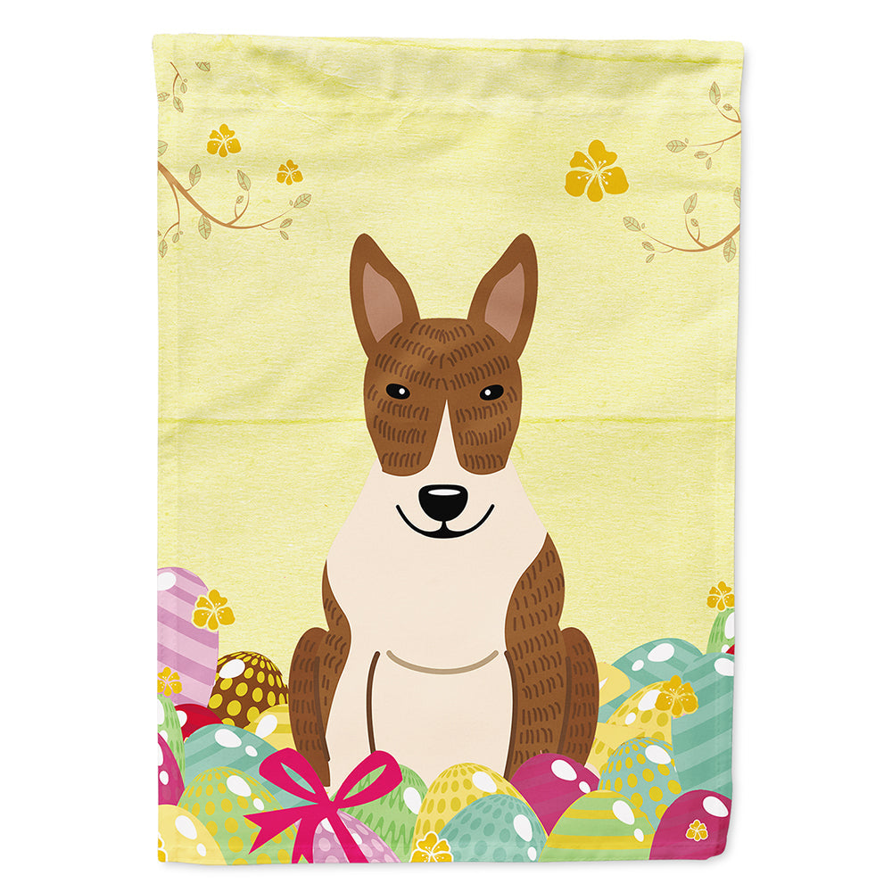 Easter Eggs Bull Terrier Brindle House Flag 28x40 Porch Sleeve Pole Decorative Outside Yard Banner Artwork Wall Hanging, Polyester