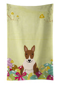 Easter Eggs Bull Terrier Brindle Kitchen Towel Velour Plush Front and Cotton Loop Back Machine Washable