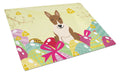Easter Eggs Bull Terrier Brindle Cutting Board Tempered Glass Kitchen Cutting Surface, Heat Resistant Chopping, Non-Slip Feet, Food Prep & Serving