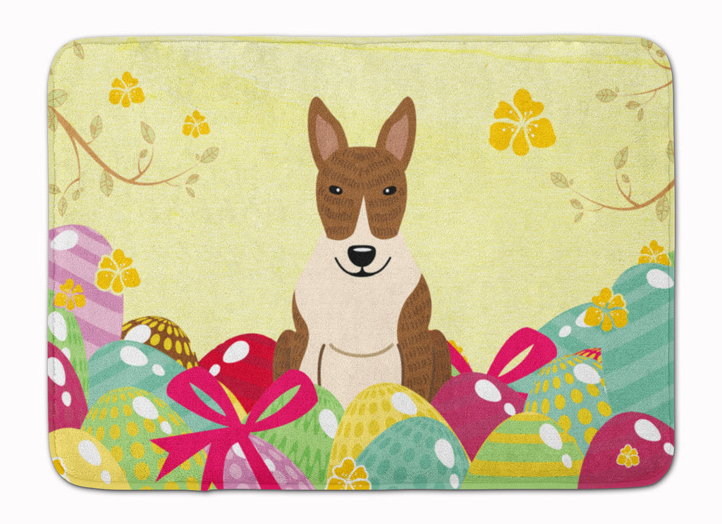 Easter Eggs Bull Terrier Brindle Memory Foam Kitchen Mat Machine Washable Anti-Fatigue Cushion Comfort Bath or Kitchen Rug