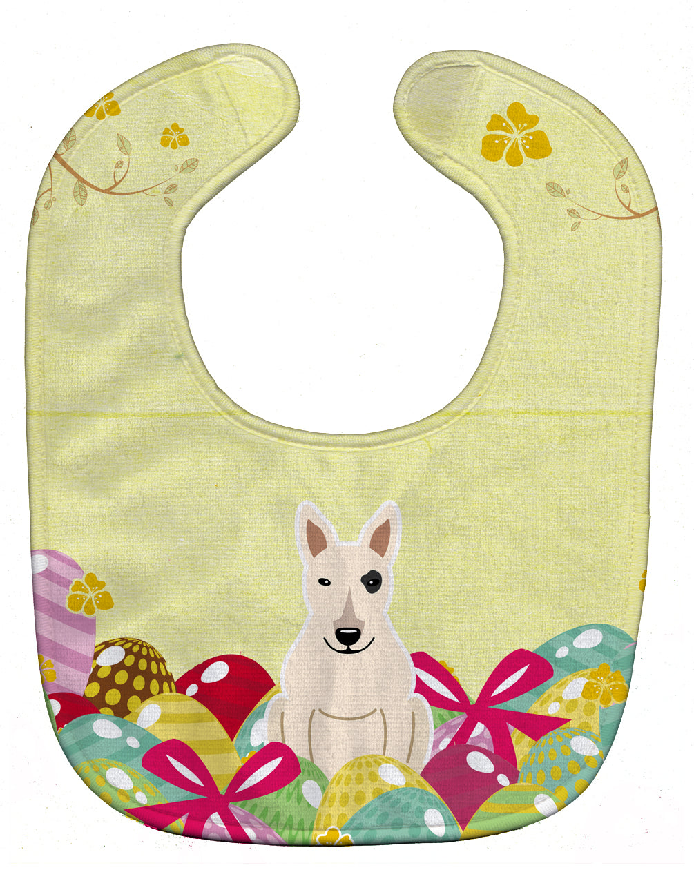 Easter Eggs Bull Terrier White Baby Bib Easy-Clean Baby Bib Baby Feeding Accessory Baby Mealtime Essential, 10 x 13, Multicolor