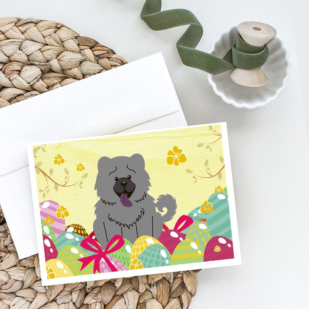 Easter Eggs Chow Chow Blue Greeting Cards Pack of 8 Blank Cards with Envelopes Whimsical A7 Size 5x7