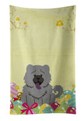 Easter Eggs Chow Chow Blue Kitchen Towel Velour Plush Front and Cotton Loop Back Machine Washable
