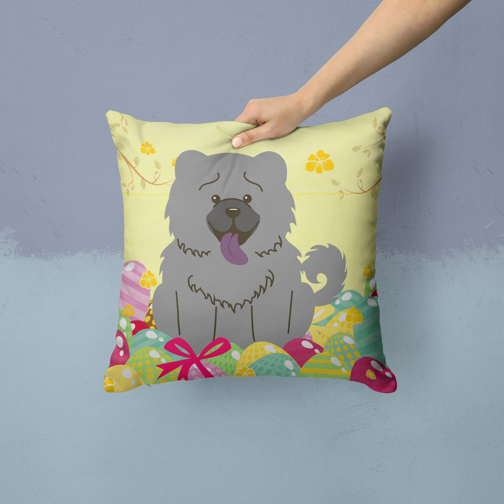 Easter Eggs Chow Chow Blue Decorative Throw Pillow 14x14 Indoor Outdoor Accent Cushion, Fabric Cover with Insert for Sofa, Bed, Porch & Living Room