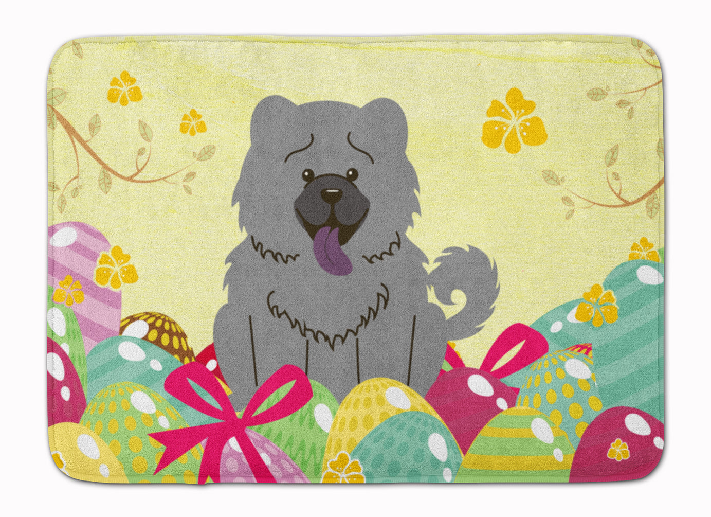 Easter Eggs Chow Chow Blue Memory Foam Kitchen Mat Machine Washable Anti-Fatigue Cushion Comfort Bath or Kitchen Rug