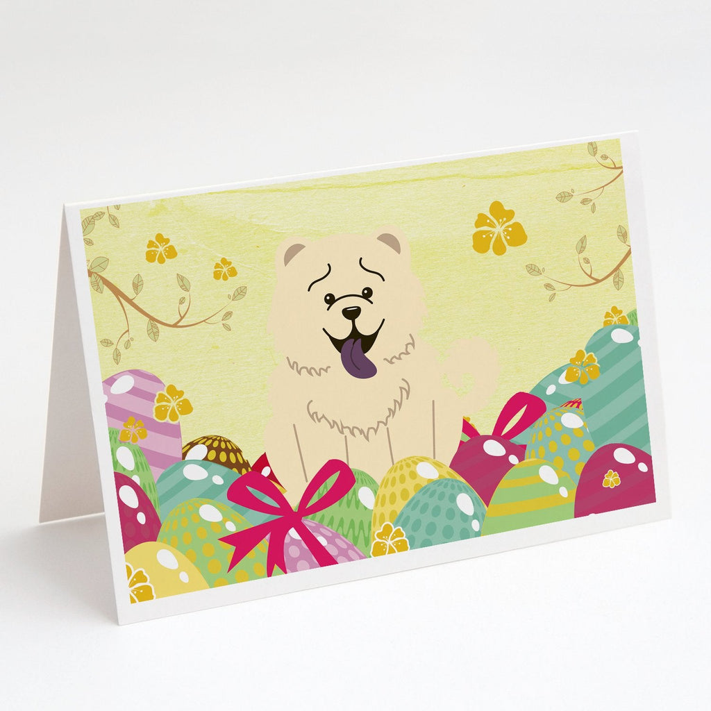 Easter Eggs Chow Chow White Greeting Cards Pack of 8 Blank Cards with Envelopes Whimsical A7 Size 5x7