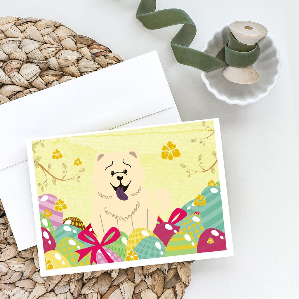 Easter Eggs Chow Chow White Greeting Cards Pack of 8 Blank Cards with Envelopes Whimsical A7 Size 5x7