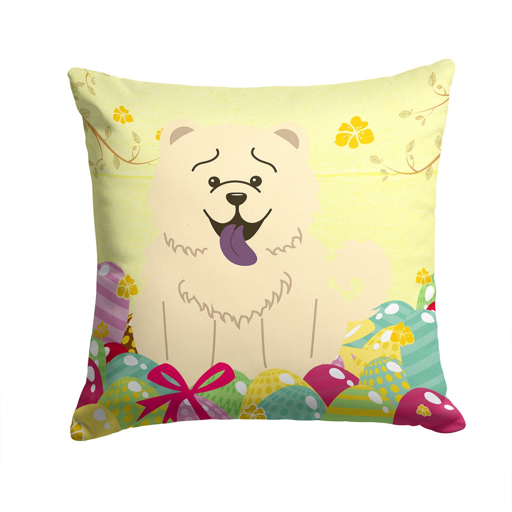 Easter Eggs Chow Chow White Decorative Throw Pillow 14x14 Indoor Outdoor Accent Cushion, Fabric Cover with Insert for Sofa, Bed, Porch & Living Room