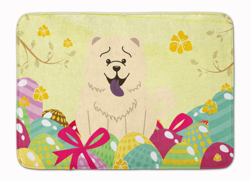 Easter Eggs Chow Chow White Memory Foam Kitchen Mat Machine Washable Anti-Fatigue Cushion Comfort Bath or Kitchen Rug
