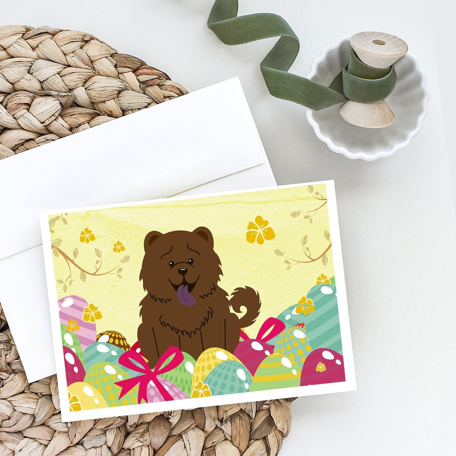 Easter Eggs Chow Chow Chocolate Greeting Cards Pack of 8 Blank Cards with Envelopes Whimsical A7 Size 5x7