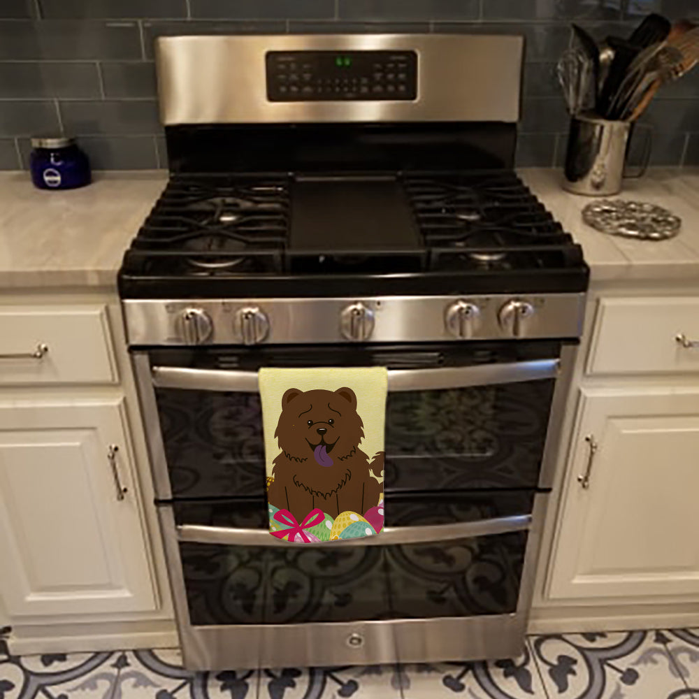 Easter Eggs Chow Chow Chocolate Kitchen Towel Velour Plush Front and Cotton Loop Back Machine Washable