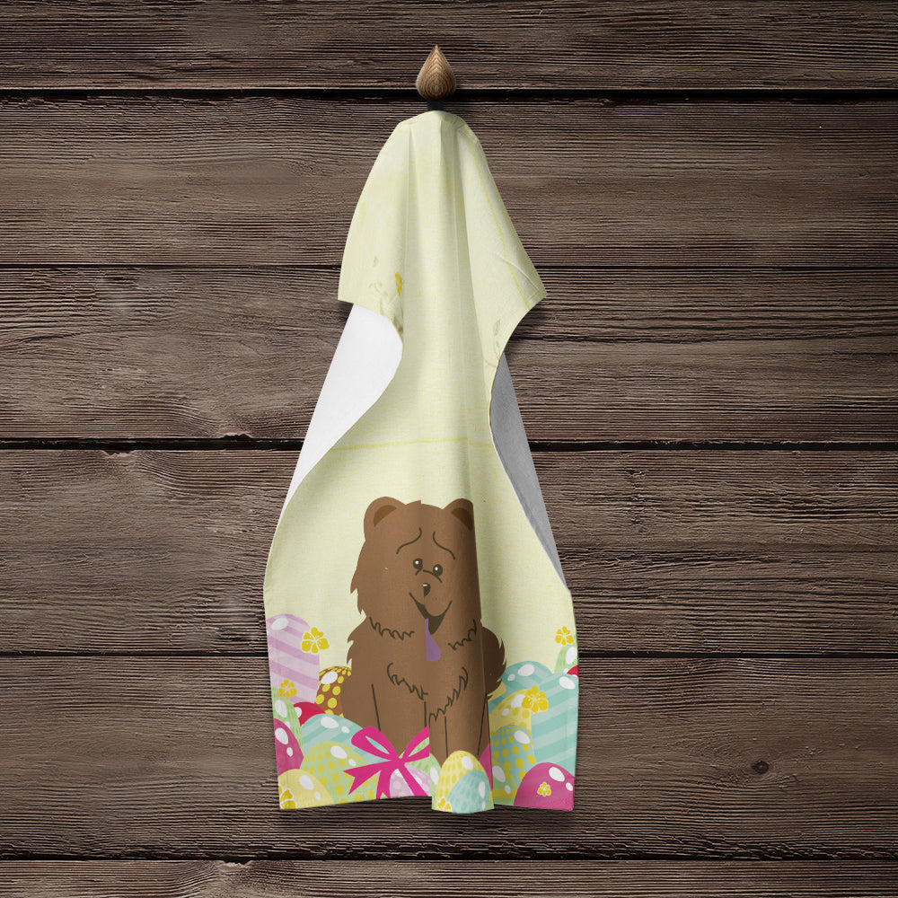 Easter Eggs Chow Chow Chocolate Kitchen Towel Velour Plush Front and Cotton Loop Back Machine Washable
