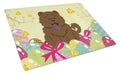 Easter Eggs Chow Chow Chocolate Cutting Board Tempered Glass Kitchen Cutting Surface, Heat Resistant Chopping, Non-Slip Feet, Food Prep & Serving