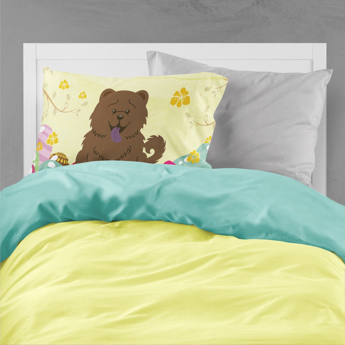 Easter Eggs Chow Chow Chocolate Standard Pillowcase Lightweight Super Soft Easy Care Decorative Artwork Pillowcase, Standard