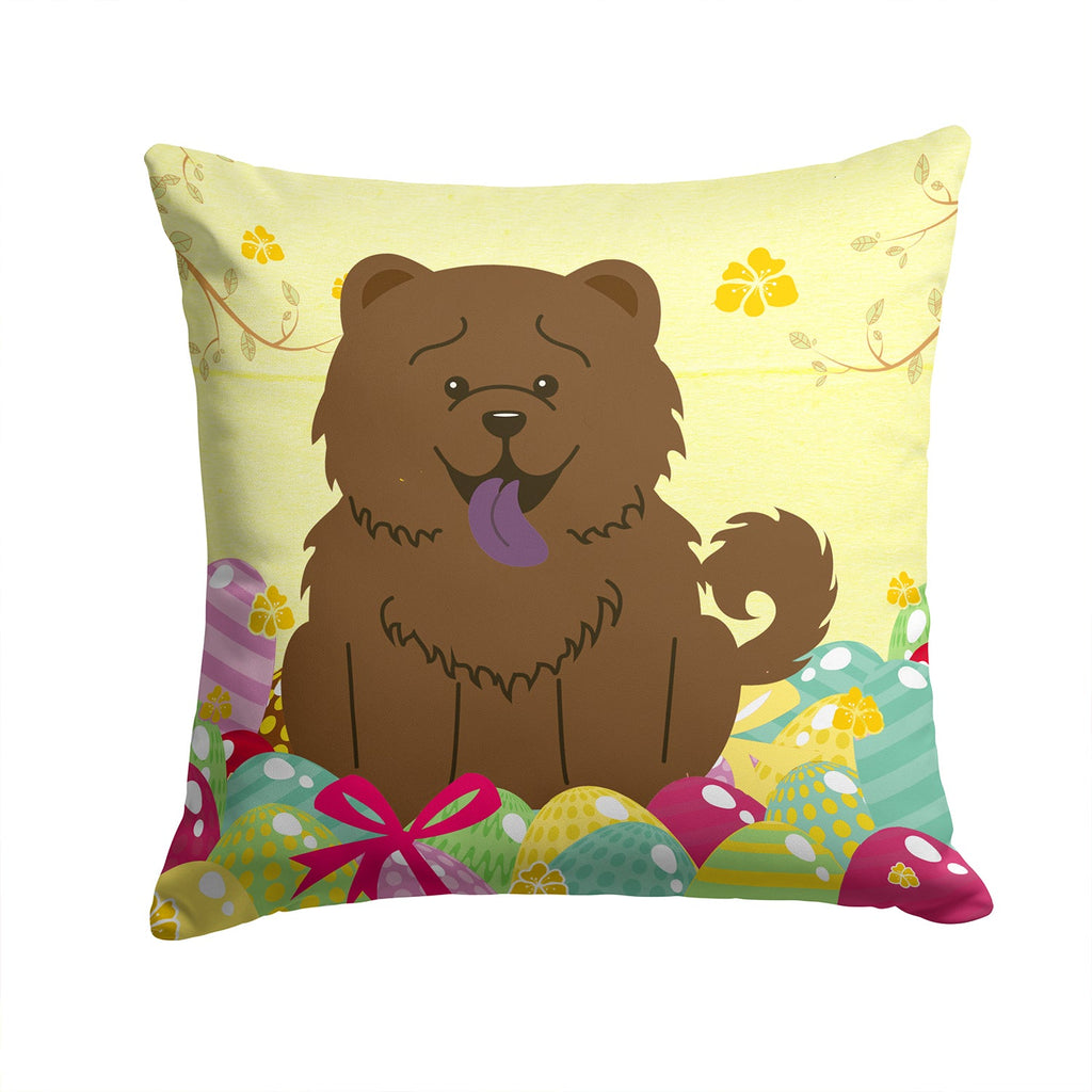 Easter Eggs Chow Chow Chocolate Decorative Throw Pillow 14x14 Indoor Outdoor Accent Cushion, Fabric Cover with Insert for Sofa, Bed, Porch & Living Room
