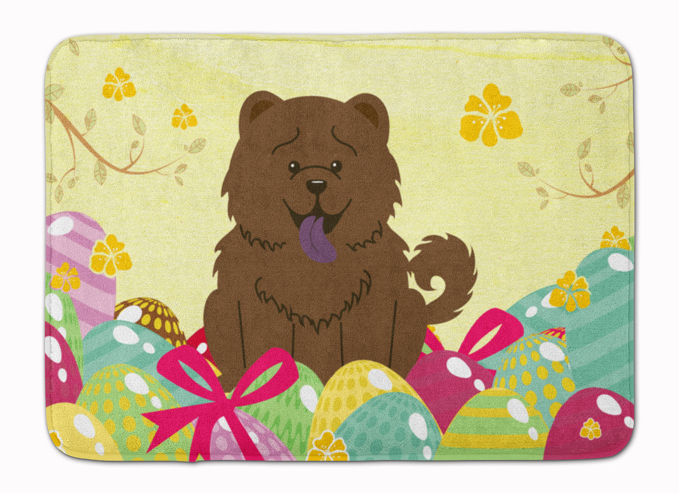 Easter Eggs Chow Chow Chocolate Memory Foam Kitchen Mat Machine Washable Anti-Fatigue Cushion Comfort Bath or Kitchen Rug