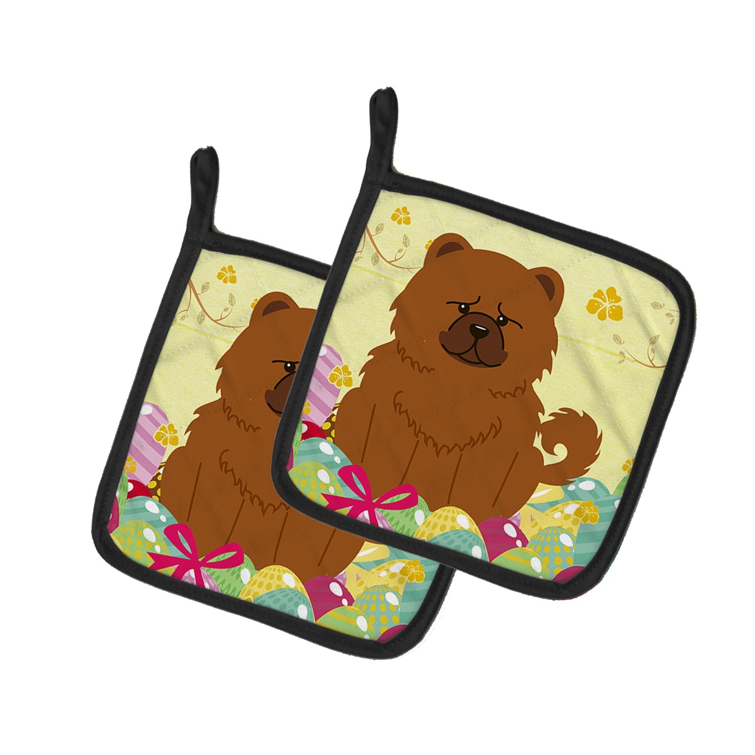 Easter Eggs Chow Chow Red Pot Holder Set of 2 Heat Resistant Quilted Hot Pads 7.5 x 7.5 Inch, Insulated Kitchen Trivets for Cooking & Baking