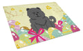 Easter Eggs Chow Chow Black Cutting Board Tempered Glass Kitchen Cutting Surface, Heat Resistant Chopping, Non-Slip Feet, Food Prep & Serving
