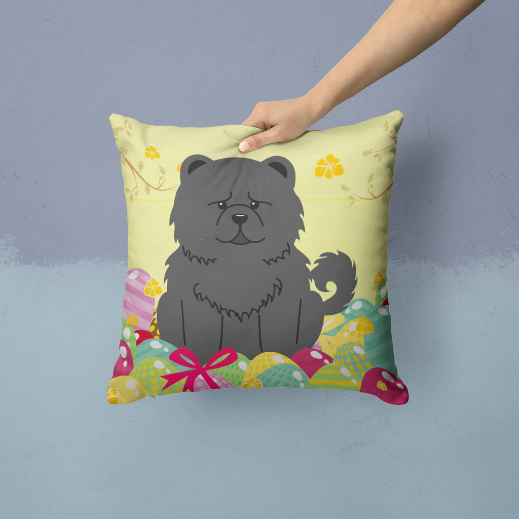 Easter Eggs Chow Chow Black Decorative Throw Pillow 14x14 Indoor Outdoor Accent Cushion, Fabric Cover with Insert for Sofa, Bed, Porch & Living Room