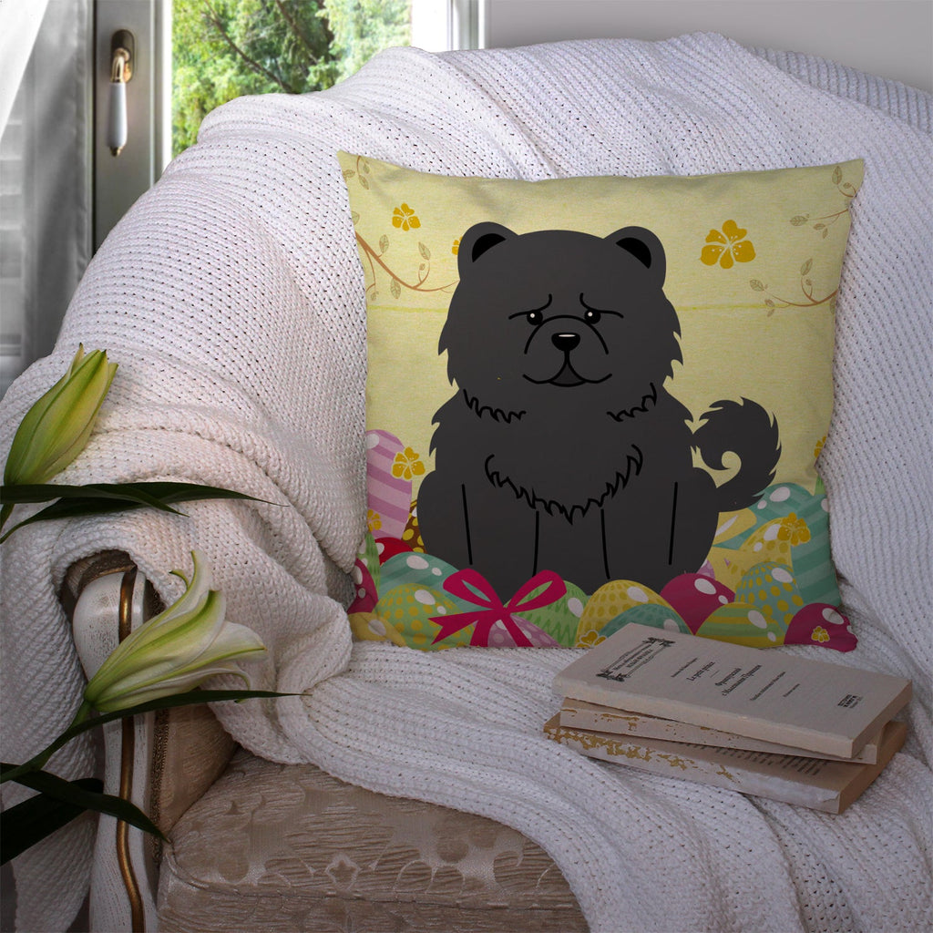 Easter Eggs Chow Chow Black Decorative Throw Pillow 14x14 Indoor Outdoor Accent Cushion, Fabric Cover with Insert for Sofa, Bed, Porch & Living Room