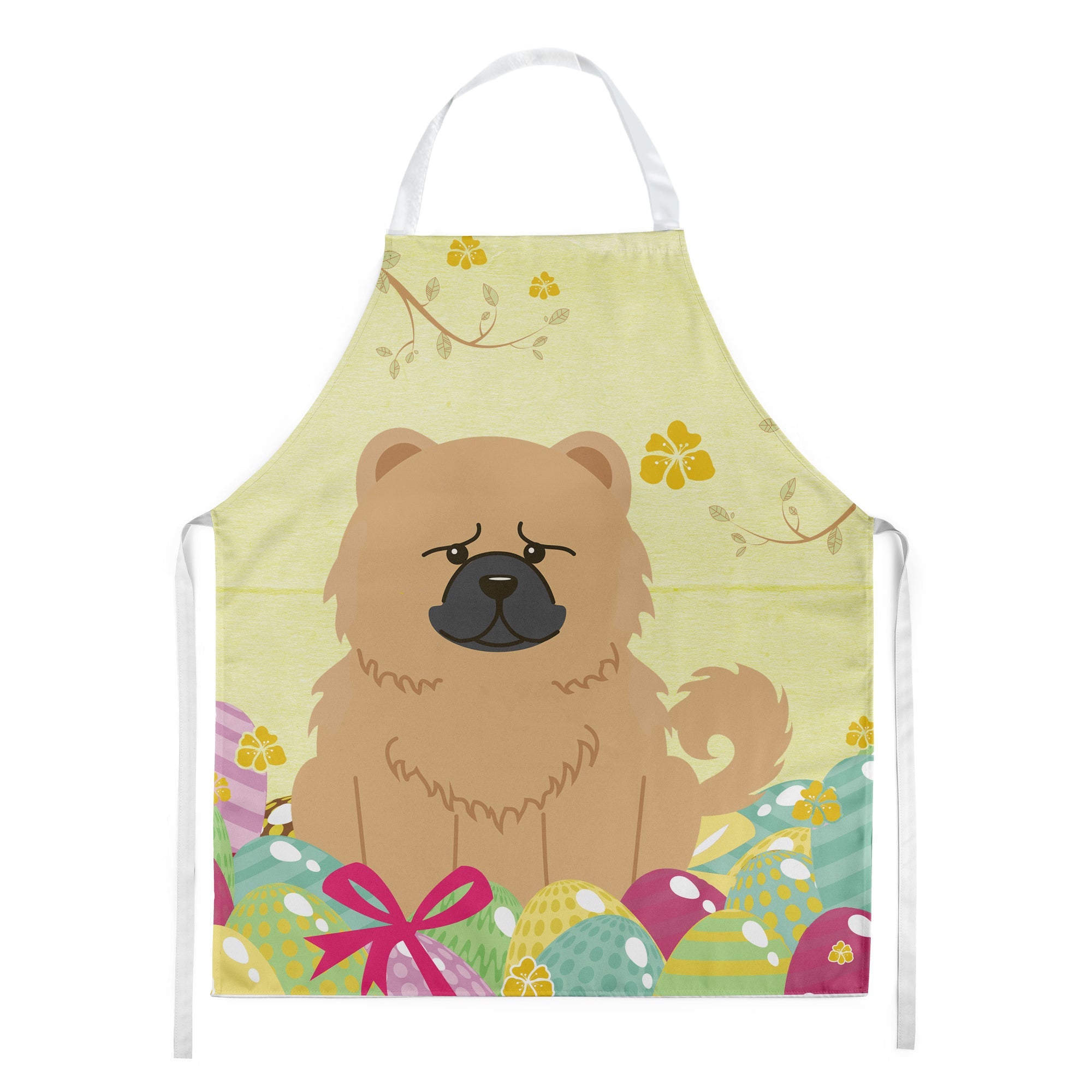 Easter Eggs Chow Chow Cream Apron Cooking Kitchen Server Baking Crafts Gardening for Adult Women Men, Unisex, Large, Multicolor