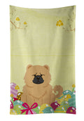 Easter Eggs Chow Chow Cream Kitchen Towel Velour Plush Front and Cotton Loop Back Machine Washable