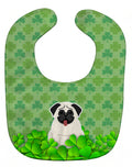 Pug Cream Shamrocks Baby Bib Easy-Clean Baby Bib Baby Feeding Accessory Baby Mealtime Essential, 10 x 13, Multicolor