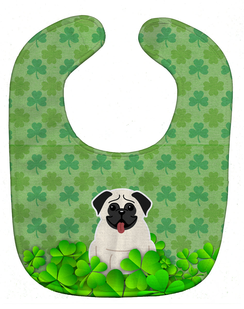 Pug Cream Shamrocks Baby Bib Easy-Clean Baby Bib Baby Feeding Accessory Baby Mealtime Essential, 10 x 13, Multicolor