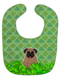 Pug Brown Shamrocks Baby Bib Easy-Clean Baby Bib Baby Feeding Accessory Baby Mealtime Essential, 10 x 13, Multicolor