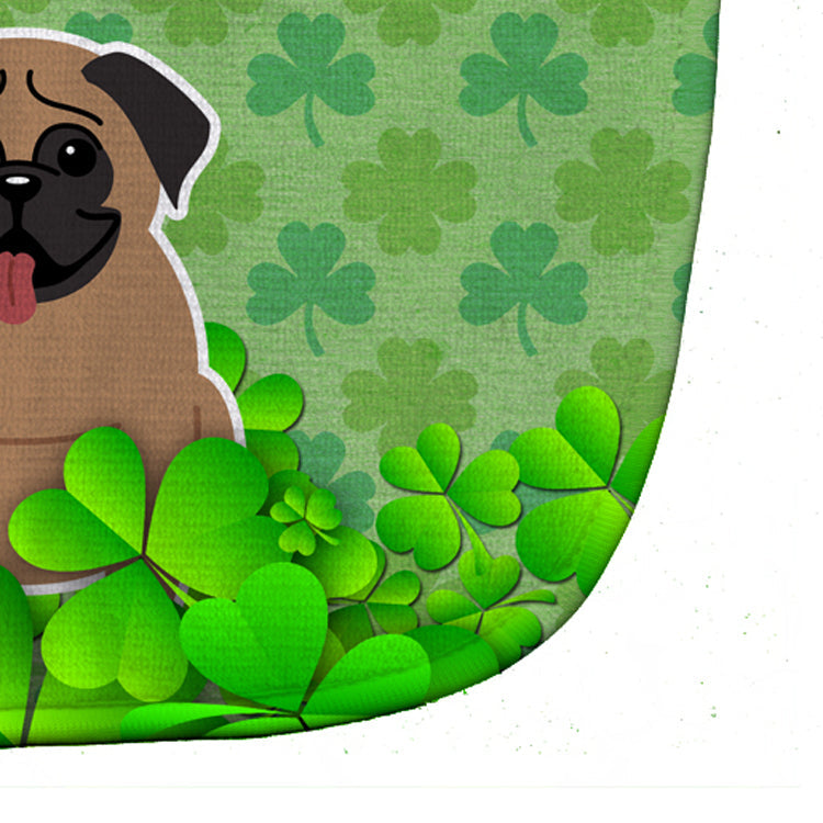 Pug Brown Shamrocks Baby Bib Easy-Clean Baby Bib Baby Feeding Accessory Baby Mealtime Essential, 10 x 13, Multicolor