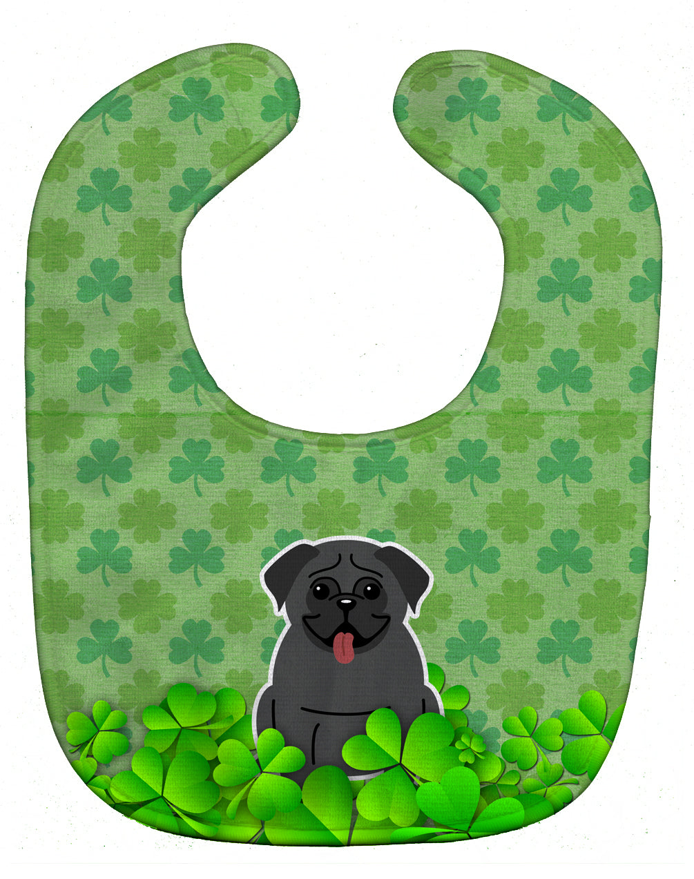 Pug Black Shamrocks Baby Bib Easy-Clean Baby Bib Baby Feeding Accessory Baby Mealtime Essential, 10 x 13, Multicolor
