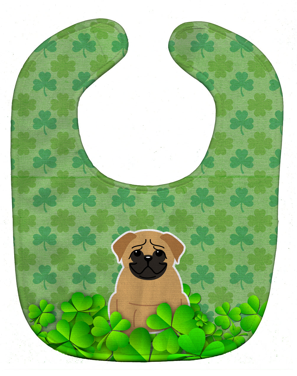 Pug Brown Shamrocks Baby Bib Easy-Clean Baby Bib Baby Feeding Accessory Baby Mealtime Essential, 10 x 13, Multicolor