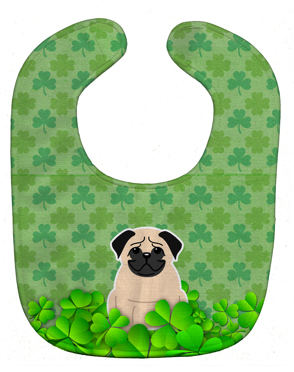 Pug Fawn Shamrocks Baby Bib Easy-Clean Baby Bib Baby Feeding Accessory Baby Mealtime Essential, 10 x 13, Multicolor