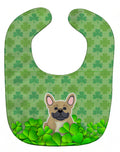 French Bulldog Cream Shamrocks Baby Bib Easy-Clean Baby Bib Baby Feeding Accessory Baby Mealtime Essential, 10 x 13, Multicolor
