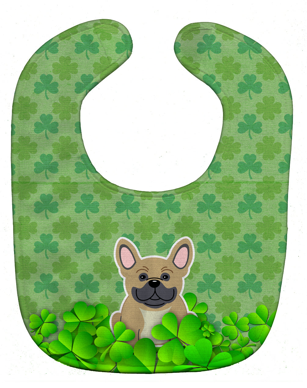 French Bulldog Cream Shamrocks Baby Bib Easy-Clean Baby Bib Baby Feeding Accessory Baby Mealtime Essential, 10 x 13, Multicolor