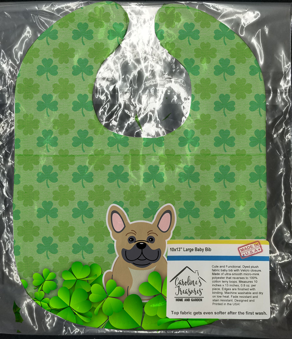 French Bulldog Cream Shamrocks Baby Bib Easy-Clean Baby Bib Baby Feeding Accessory Baby Mealtime Essential, 10 x 13, Multicolor
