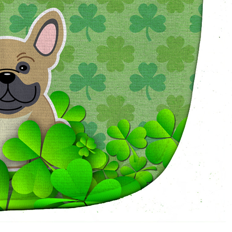 French Bulldog Cream Shamrocks Baby Bib Easy-Clean Baby Bib Baby Feeding Accessory Baby Mealtime Essential, 10 x 13, Multicolor
