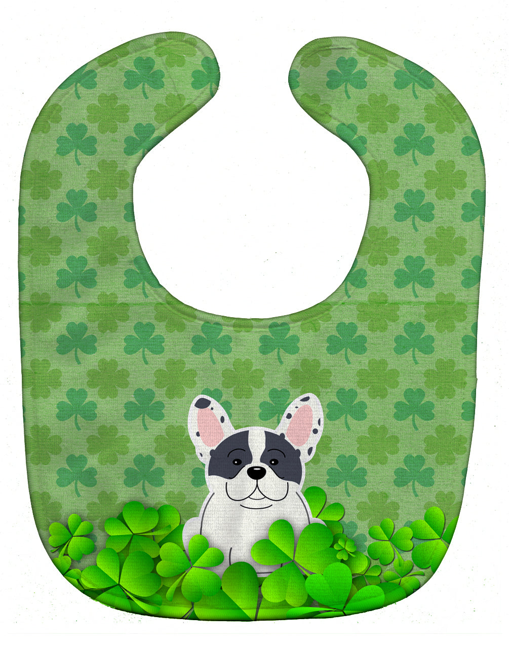 French Bulldog Piebald Shamrocks Baby Bib Easy-Clean Baby Bib Baby Feeding Accessory Baby Mealtime Essential, 10 x 13, Multicolor