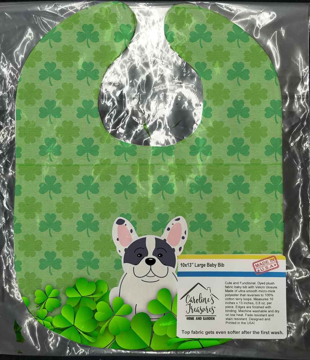 French Bulldog Piebald Shamrocks Baby Bib Easy-Clean Baby Bib Baby Feeding Accessory Baby Mealtime Essential, 10 x 13, Multicolor