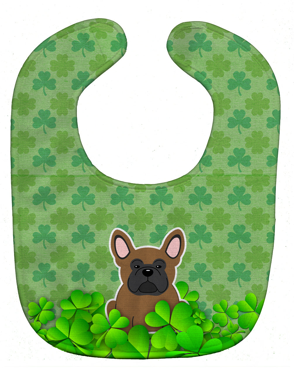 French Bulldog Brown Shamrocks Baby Bib Easy-Clean Baby Bib Baby Feeding Accessory Baby Mealtime Essential, 10 x 13, Multicolor