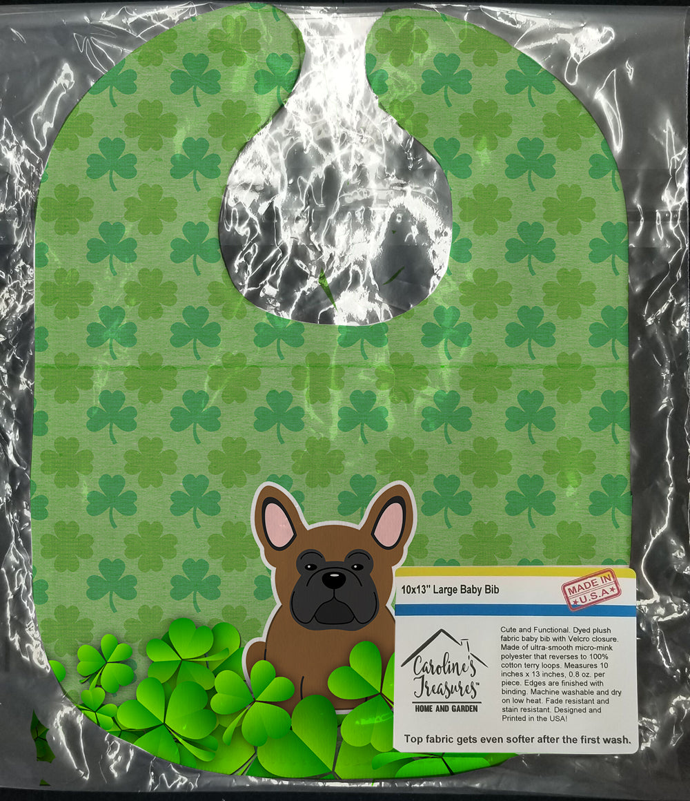 French Bulldog Brown Shamrocks Baby Bib Easy-Clean Baby Bib Baby Feeding Accessory Baby Mealtime Essential, 10 x 13, Multicolor