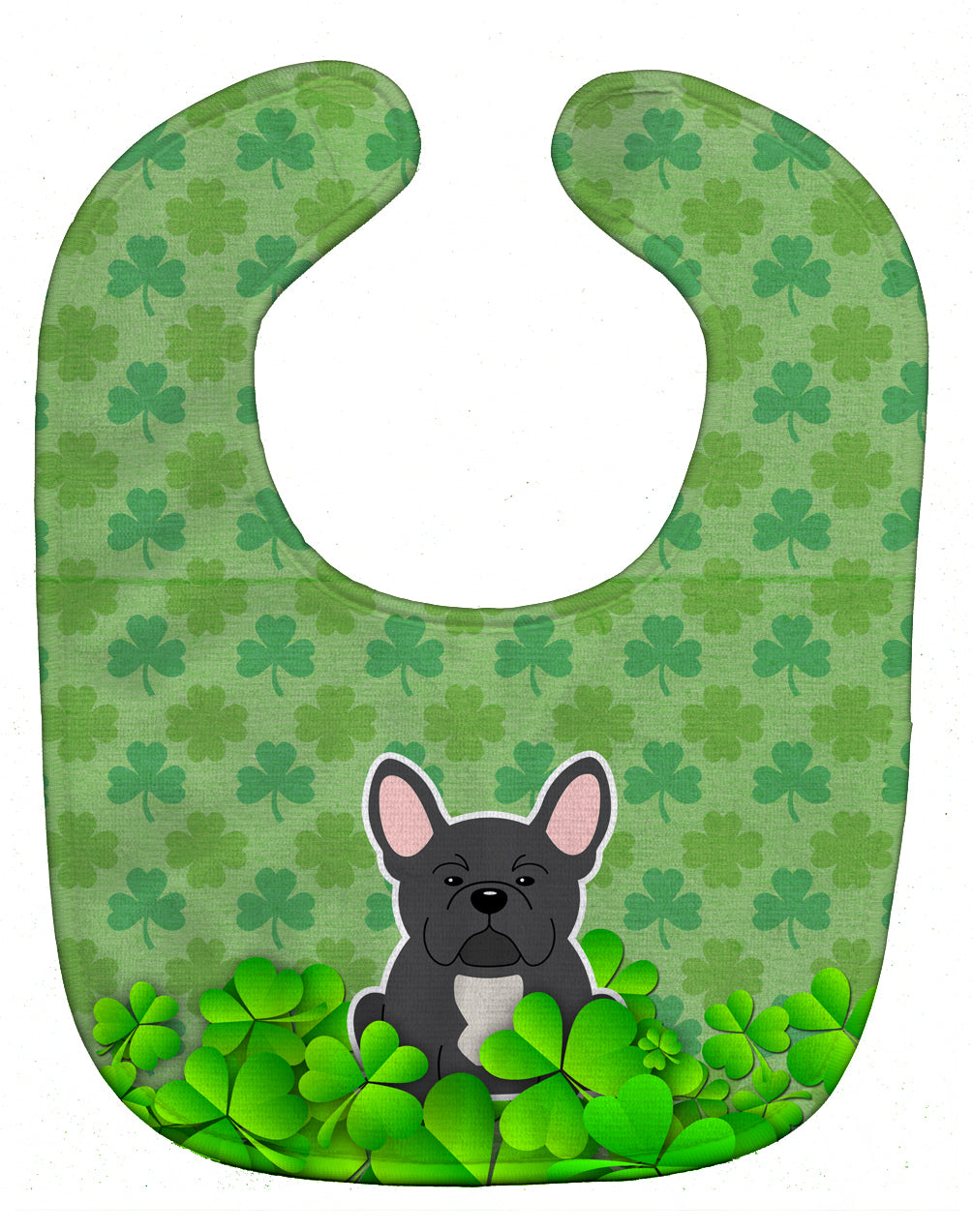French Bulldog Black Shamrocks Baby Bib Easy-Clean Baby Bib Baby Feeding Accessory Baby Mealtime Essential, 10 x 13, Multicolor