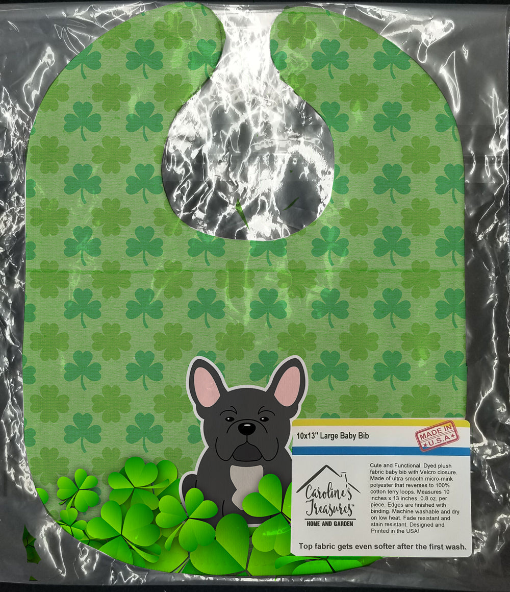 French Bulldog Black Shamrocks Baby Bib Easy-Clean Baby Bib Baby Feeding Accessory Baby Mealtime Essential, 10 x 13, Multicolor