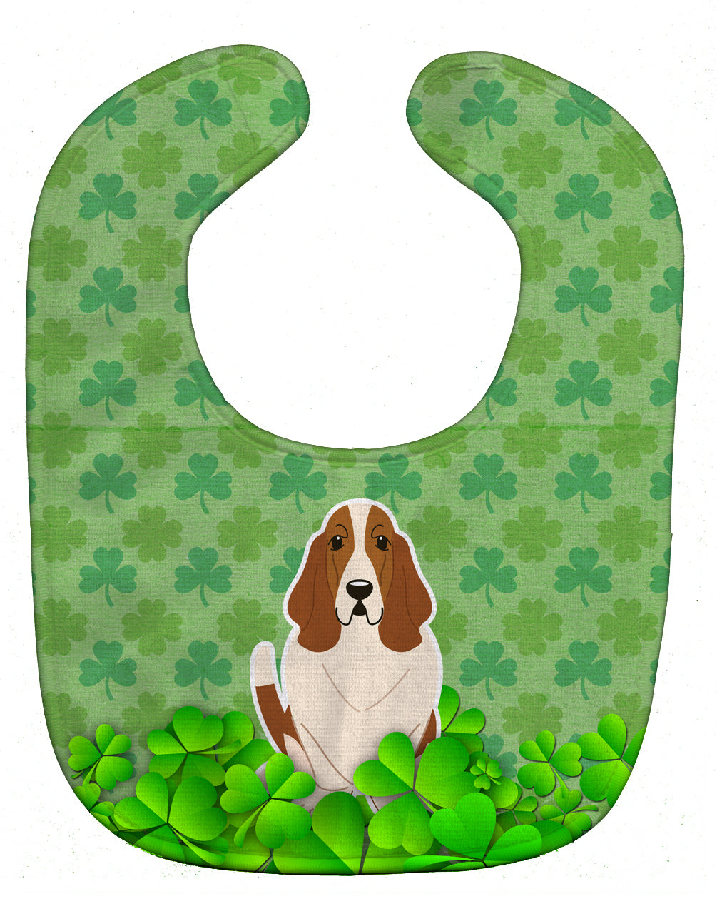 Basset Hound Shamrocks Baby Bib Easy-Clean Baby Bib Baby Feeding Accessory Baby Mealtime Essential, 10 x 13, Multicolor