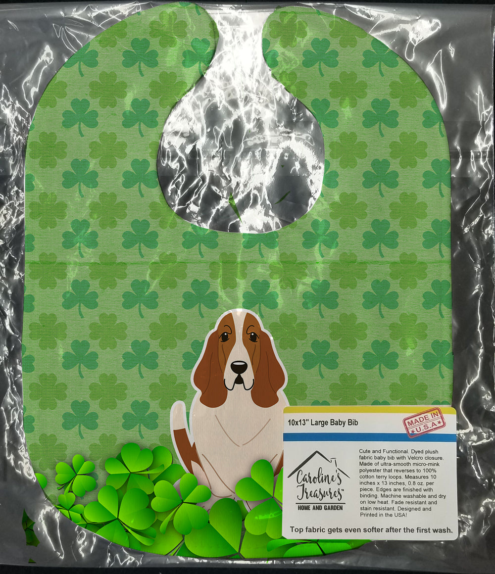 Basset Hound Shamrocks Baby Bib Easy-Clean Baby Bib Baby Feeding Accessory Baby Mealtime Essential, 10 x 13, Multicolor