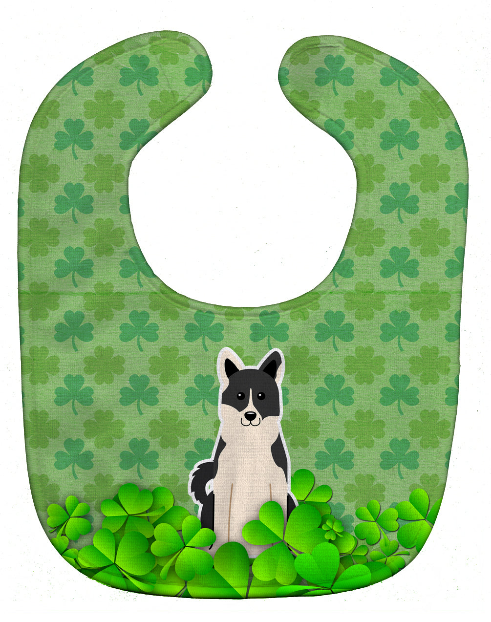 Russo-European Laika Spitz Shamrocks Baby Bib Easy-Clean Baby Bib Baby Feeding Accessory Baby Mealtime Essential, 10 x 13, Multicolor