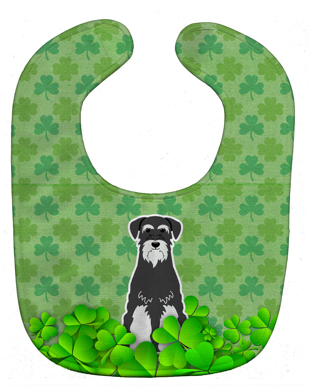 Standard Schnauzer Salt and Pepper Shamrocks Baby Bib Easy-Clean Baby Bib Baby Feeding Accessory Baby Mealtime Essential, 10 x 13, Multicolor